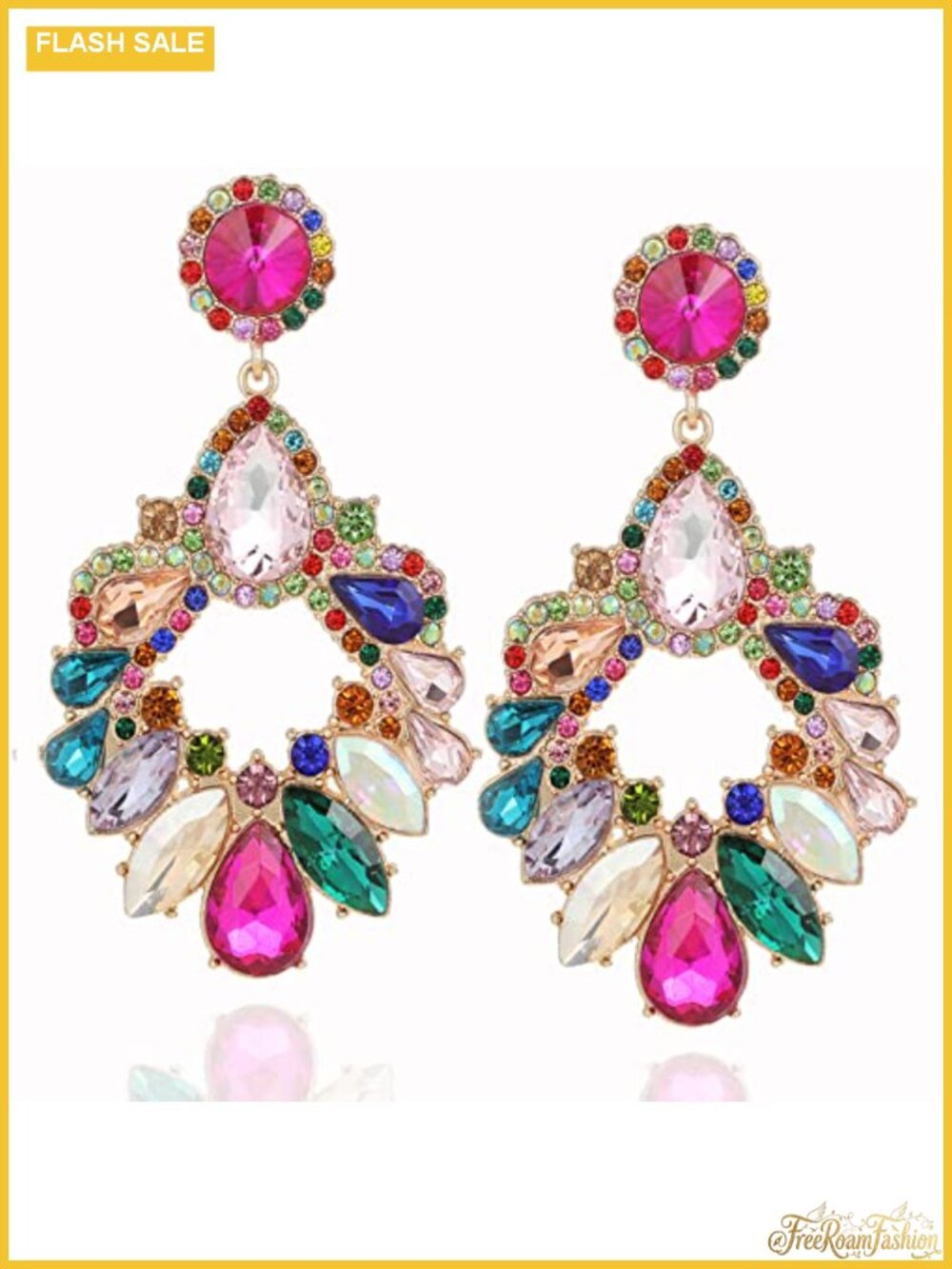 Rhinestone Crystal Chandelier Drop Dangle Earrings Gold Plated